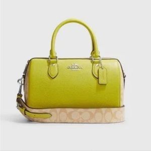Coach Rowan Key Lime Green Leather
Canvas Satchel Medium Crossbody
Shoulder Bag